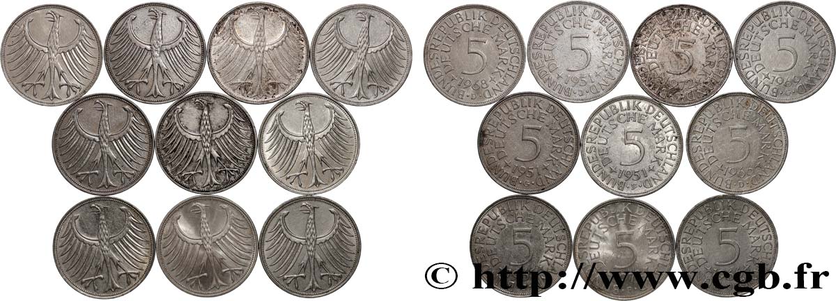 SILBER-INVESTMENT Lot 10 x 5 Mark aigle n.d. Atelier Divers SS 