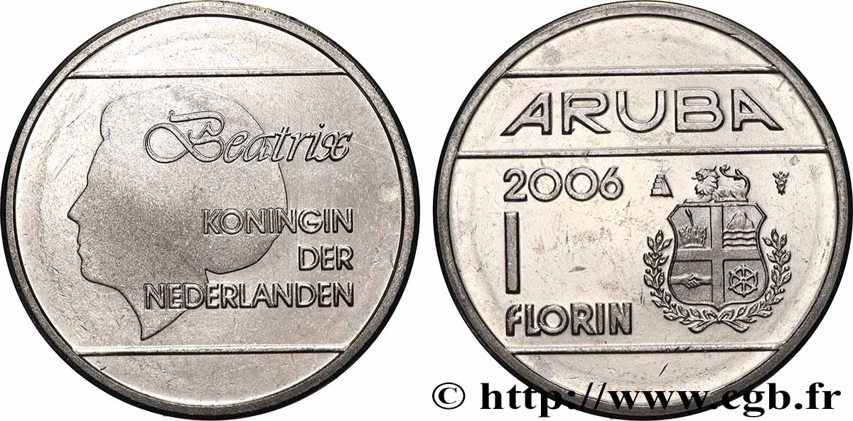 ARUBA  1 Florin reine Béatrix des Pays-Bas 2006 Utrecht SPL 