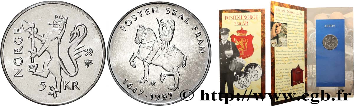 NORVEGIA 5 Kroner Service Postal 1997 Konsberg FDC 