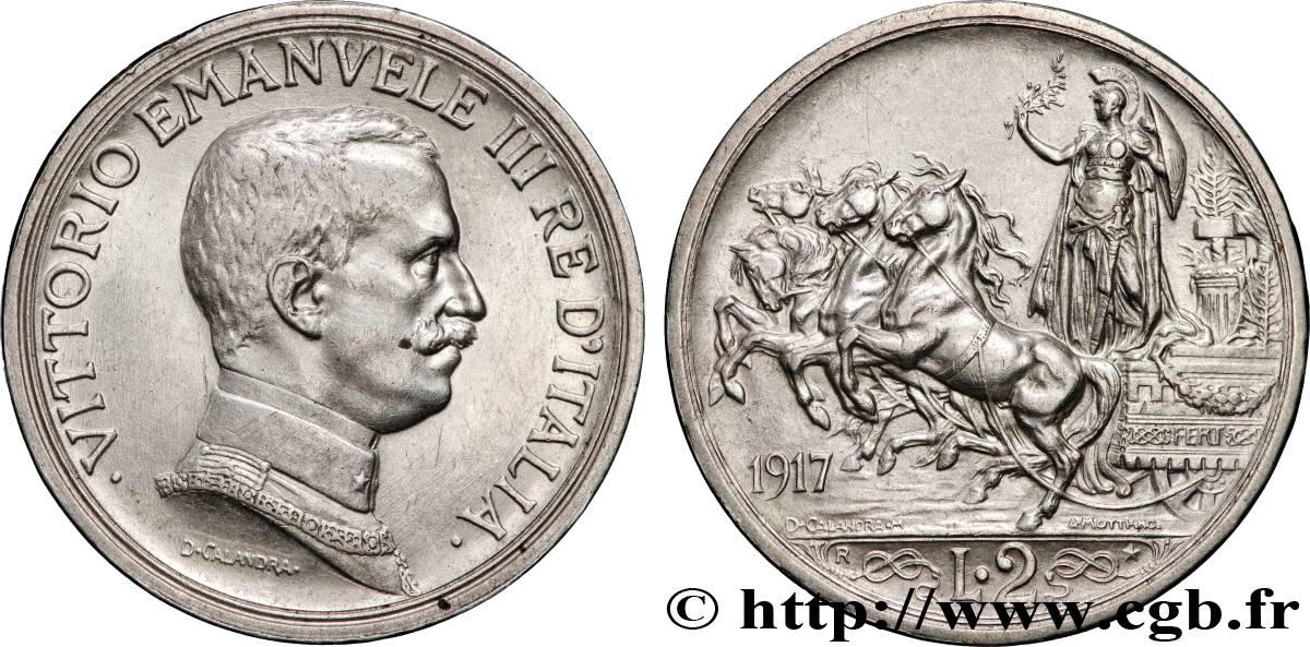 ITALIEN 2 Lire Victor Emmanuel III 1917 Rome fVZ 