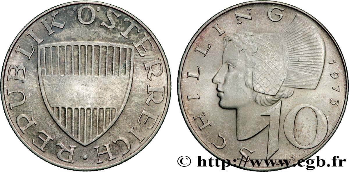 AUSTRIA 10 Schilling blason / femme du Wachau 1973  AU 