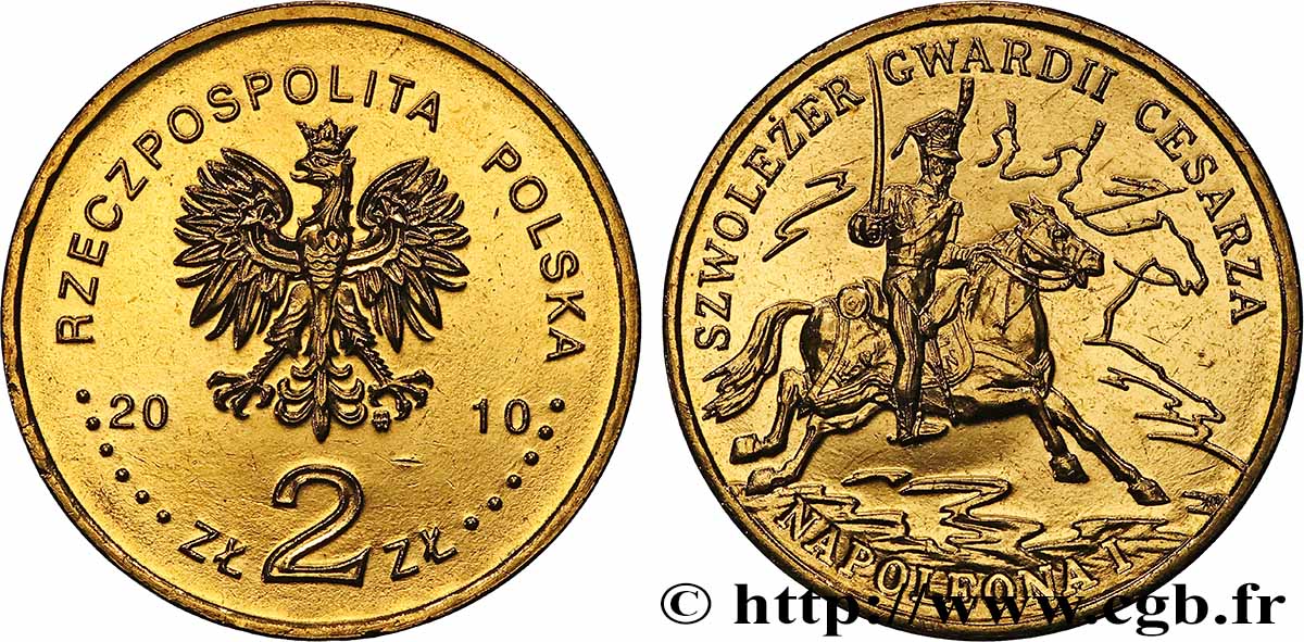 POLONIA 2 Zlote Chevau-légers polonais de la garde impériale de Napoléon Ier 2010 Varsovie MS 