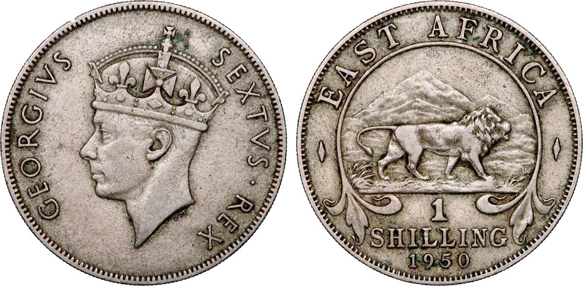 BRITISCH-OSTAFRIKA 1 Shilling Georges VI 1950 British Royal Mint fVZ 