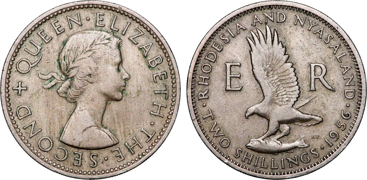 RHODESIA AND NYASALAND (Federation of) 2 Shillings Elisabeth II 1956 Londres AU 