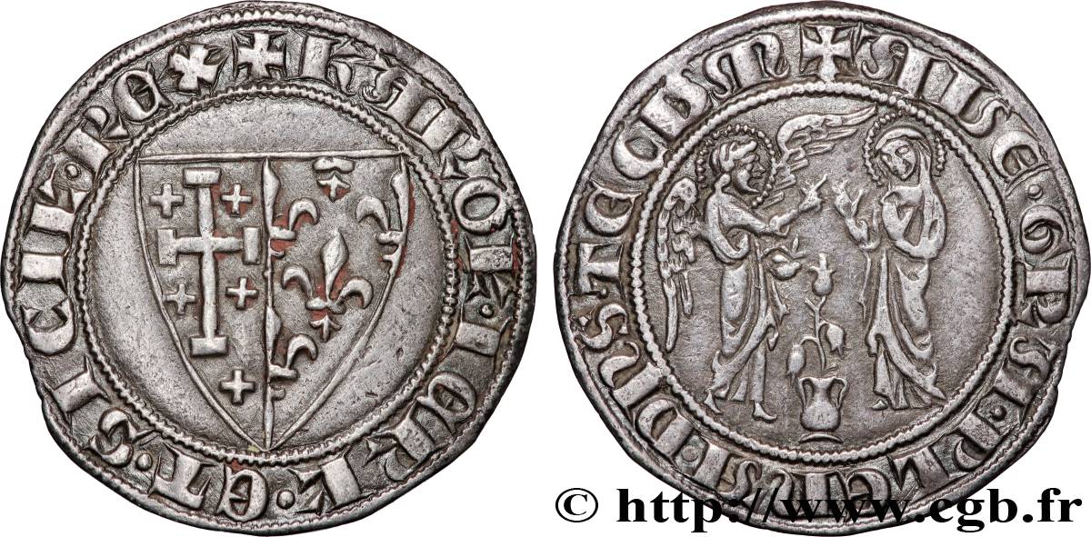 ITALIE - ROYAUME DE NAPLES - CHARLES Ier D ANJOU Salut d argent n.d. Naples AU 