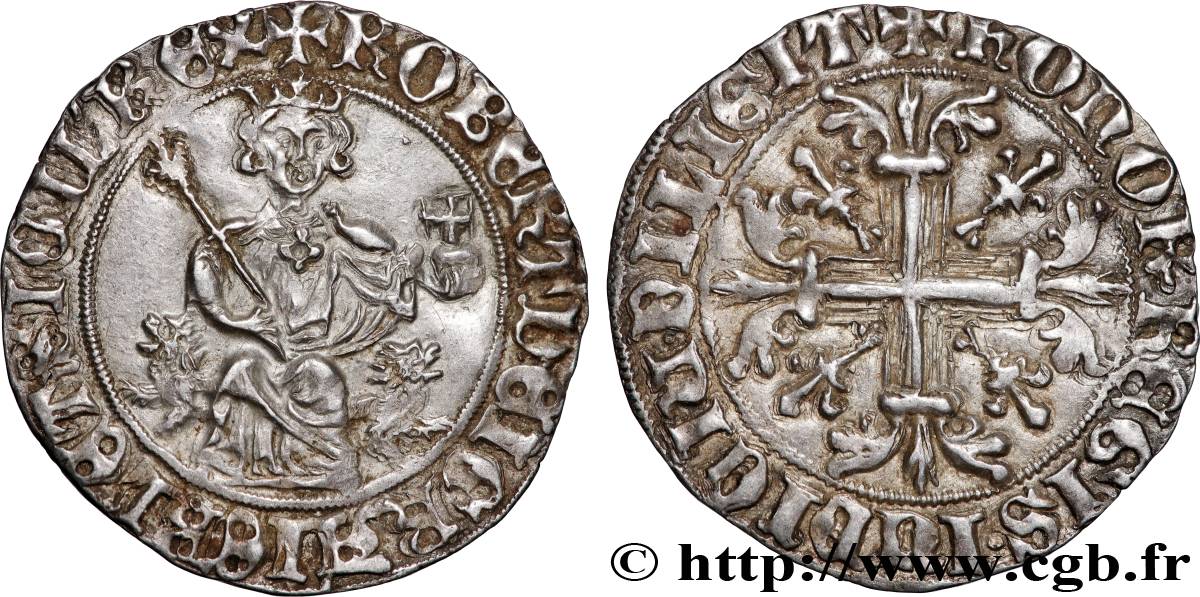 ITALY - KINGDOM OF NAPLES - ROBERT OF ANJOU Gigliato (Gillat) ou Carlin d argent n.d. Naples AU 