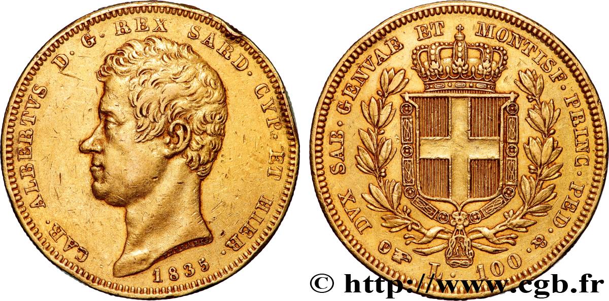 OR, PALLADIUM ET PLATINE INVESTISSEMENT 100 Lire 1835 Turin TTB 