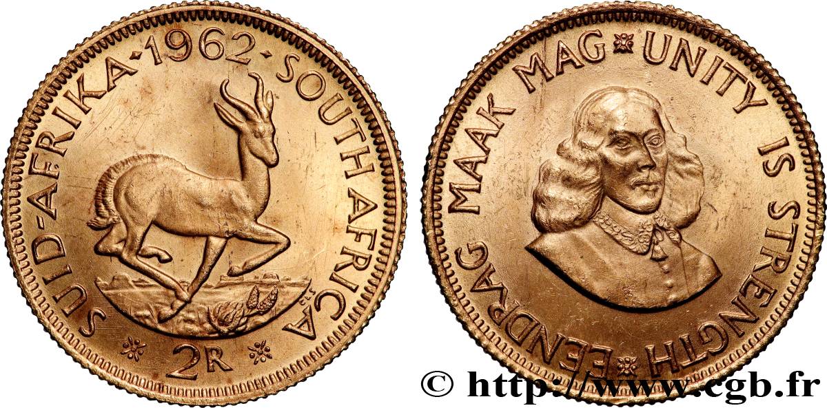 GOLD, PALLADIUM & PLATINUM INVESTMENT 2 Rand Jan van Riebeeck 1962 Prétoria MS 