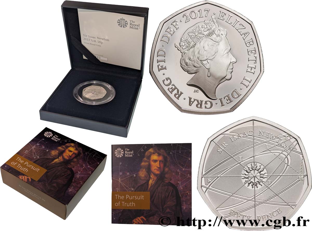 ROYAUME-UNI 50 Pence Proof Sir Isaac Newton 2017  FDC 