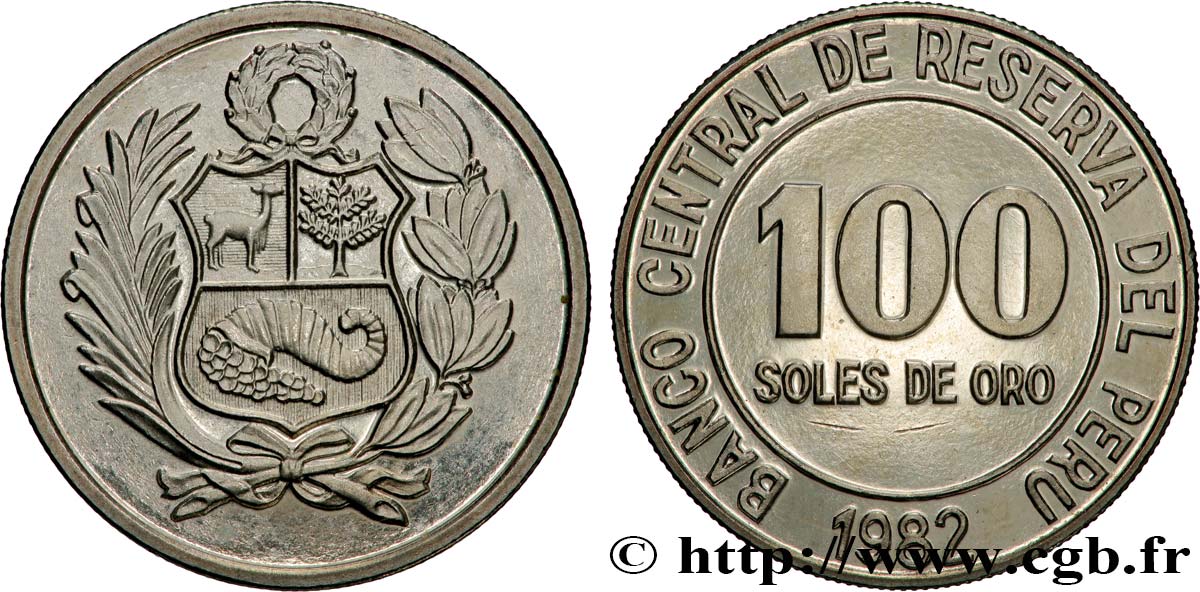 PÉROU 100 Soles de Oro 1982  SPL 