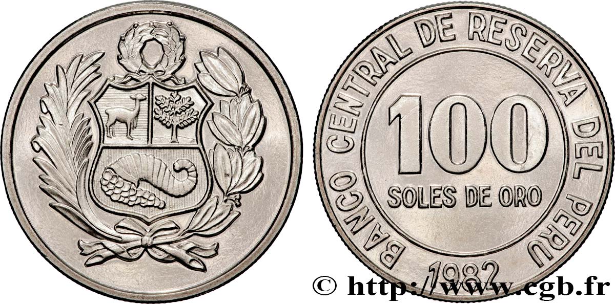 PÉROU 100 Soles de Oro 1982  SPL 