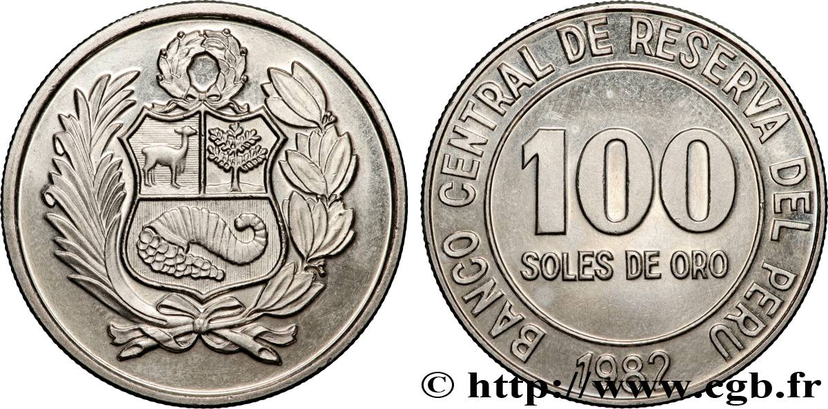 PÉROU 100 Soles de Oro 1982  SPL 