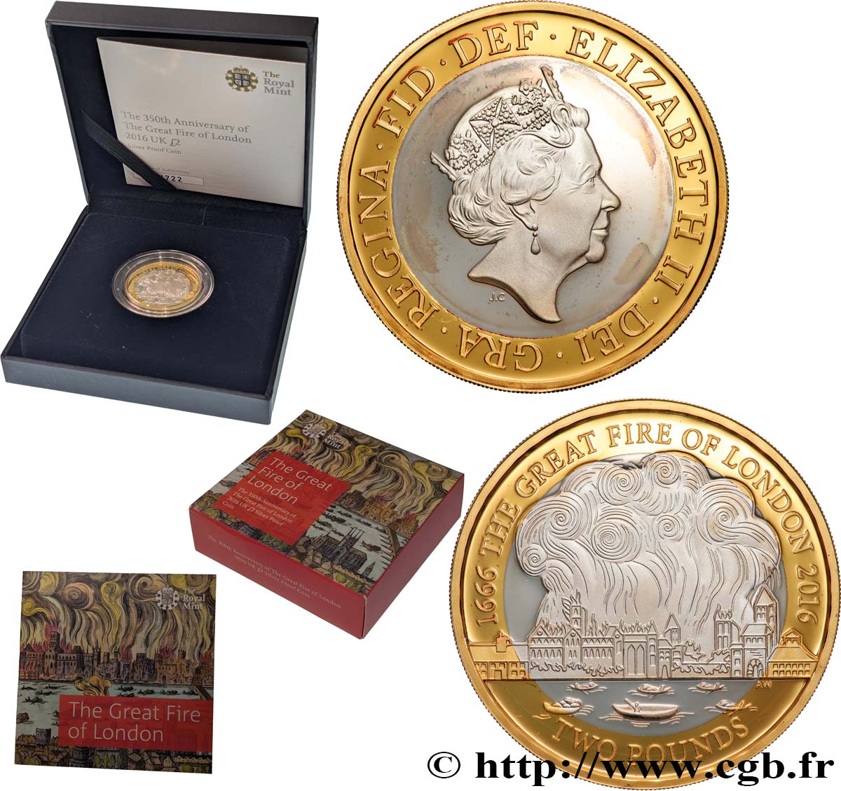 REGNO UNITO 2 Pounds Proof 350 Ans de l’Incendie de Londres 2016  FDC 