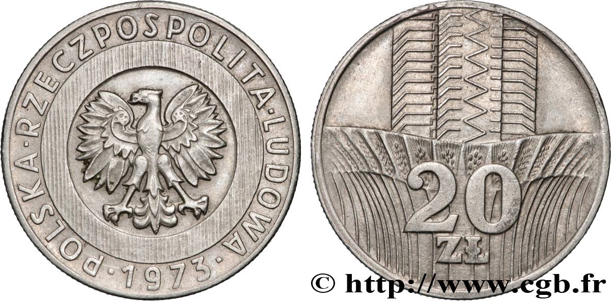 POLAND 20 Zlotych aigle  1976 Varsovie AU 