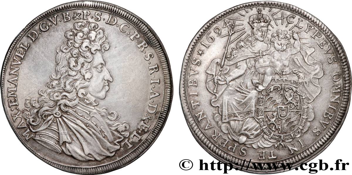 ALLEMAGNE - DUCHÉ DE BAVIÈRE - MAXIMILIEN II Thaler 1694 Munich SPL/q.SPL 