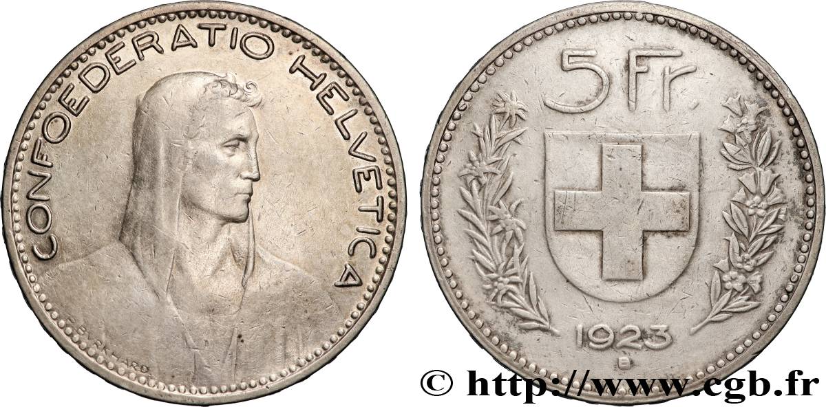 SUISSE 5 Francs Berger 1923 Berne TB+ 