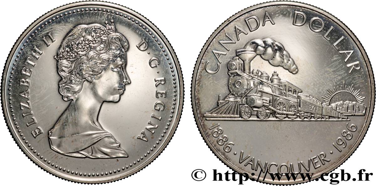 CANADA 1 Dollar Elisabeth II / Train à vapeur, Vancouver 1986  SPL 