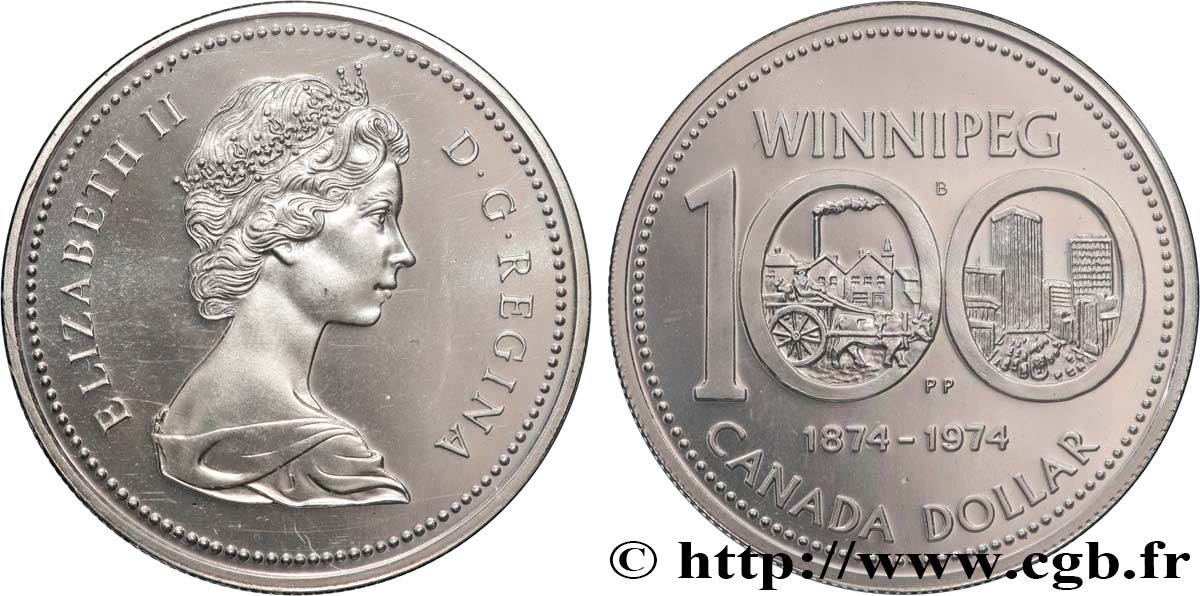 CANADA 1 Dollar Centenaire de Winnipeg 1974  SPL 