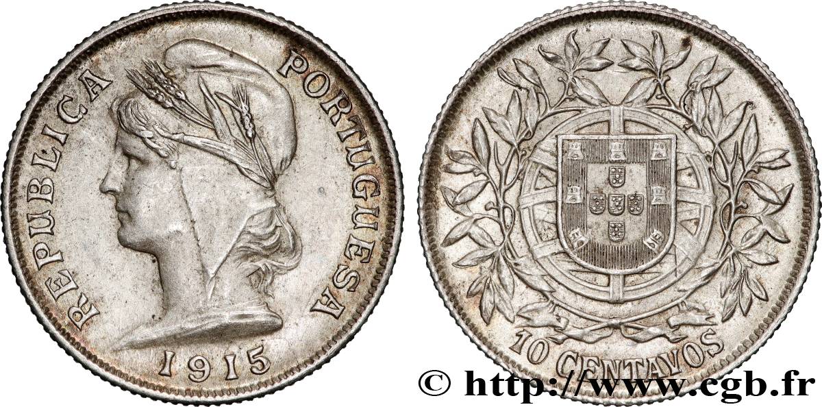 PORTUGAL 10 Centavos 1915 Lisbonne AU 