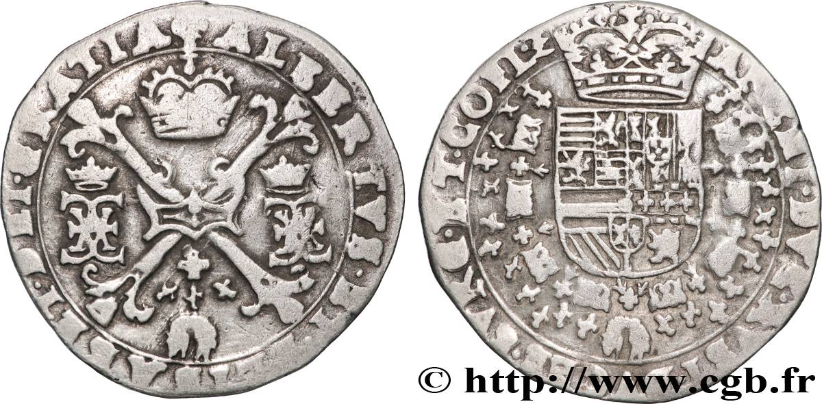 PAYS-BAS ESPAGNOLS - COMTÉ DE FLANDRE - ALBERT ET ISABELLE 1/4 de patagon n.d. Bruges BC+ 