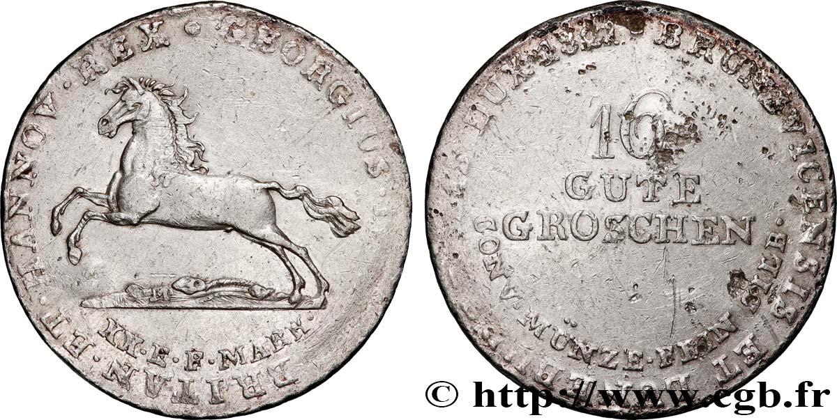ALLEMAGNE - ROYAUME DE HANOVRE - GEORGES IV 16 Gute Groschen  1821  TTB 