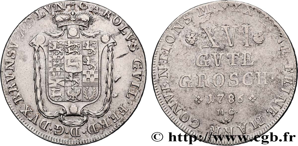 ALLEMAGNE - DUCHÉ DE BRUNSWICK LUNEBOURG - CHARLES GUILLAUME FERDINAND 16 Gute Groschen  1786  TTB 