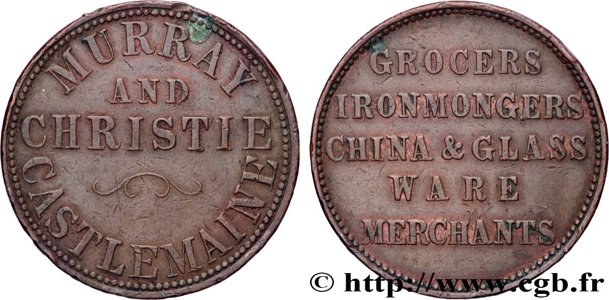 AUSTRALIA Token de 1 Penny Murray & Christie, Castlemaine 1862  BB 