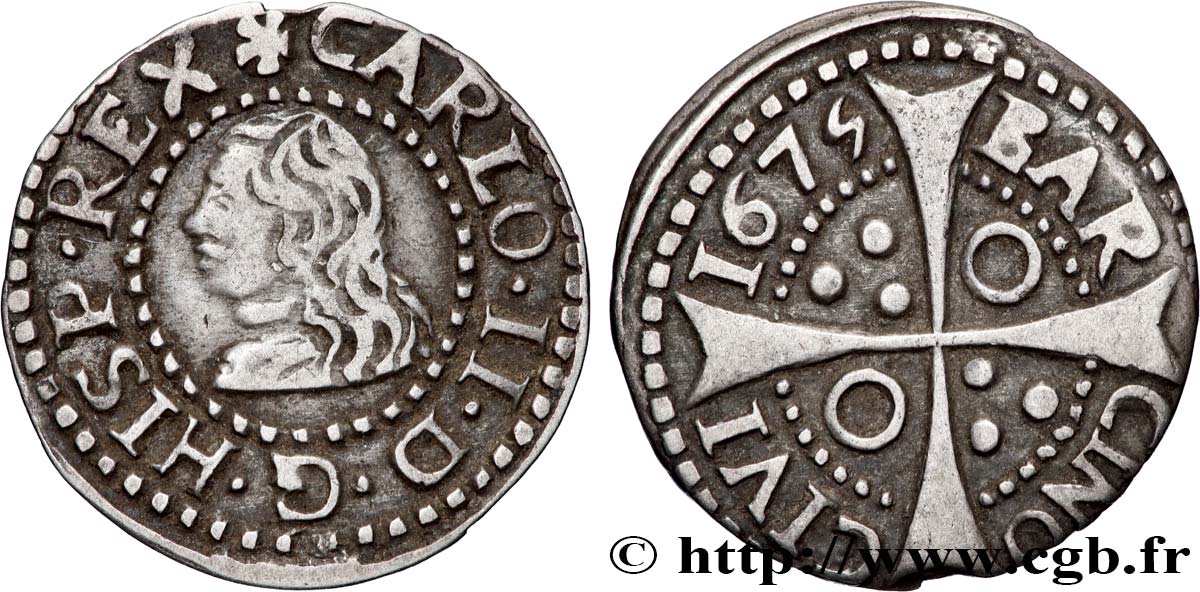 SPAIN - KINGDOM OF SPAIN - CARLOS II Croat 1675 Barcelone SS 