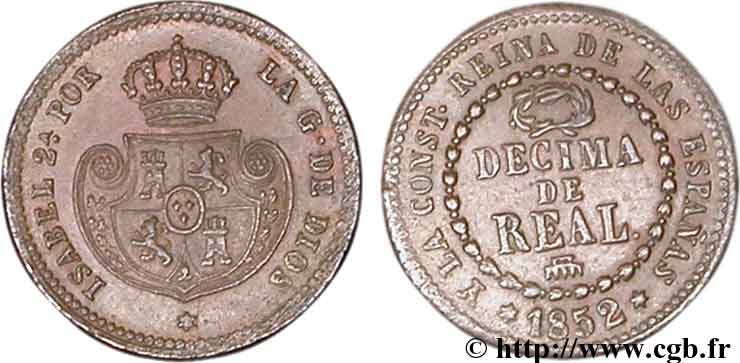 SPANIEN 1/10 Real Isabelle II  1852 Ségovie VZ 