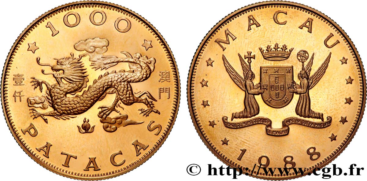 MACAO 1000 Patacas Proof année du Dragon 1988  fST 