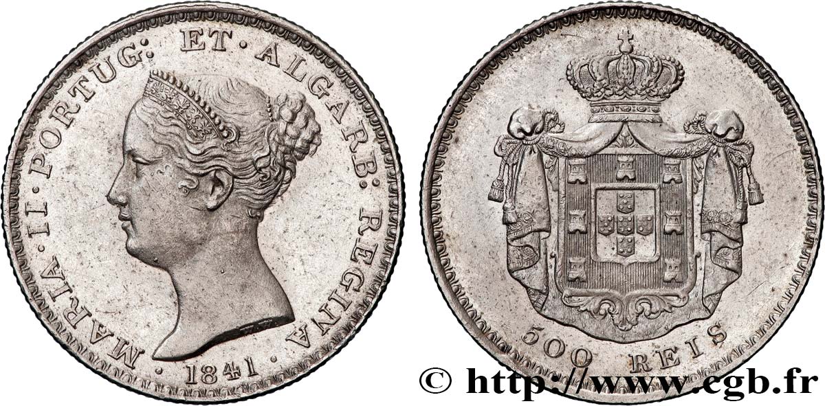 PORTUGAL 500 Réis Marie II 1841  SUP 