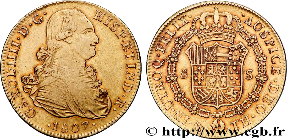 MEXIQUE - CHARLES IV 8 Escudos 1807 Mexico TTB 