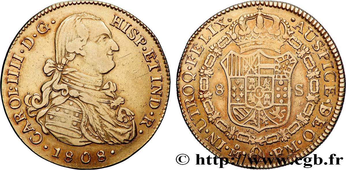 MEXICO - CHARLES IV 8 Escudos  1808 Mexico XF 