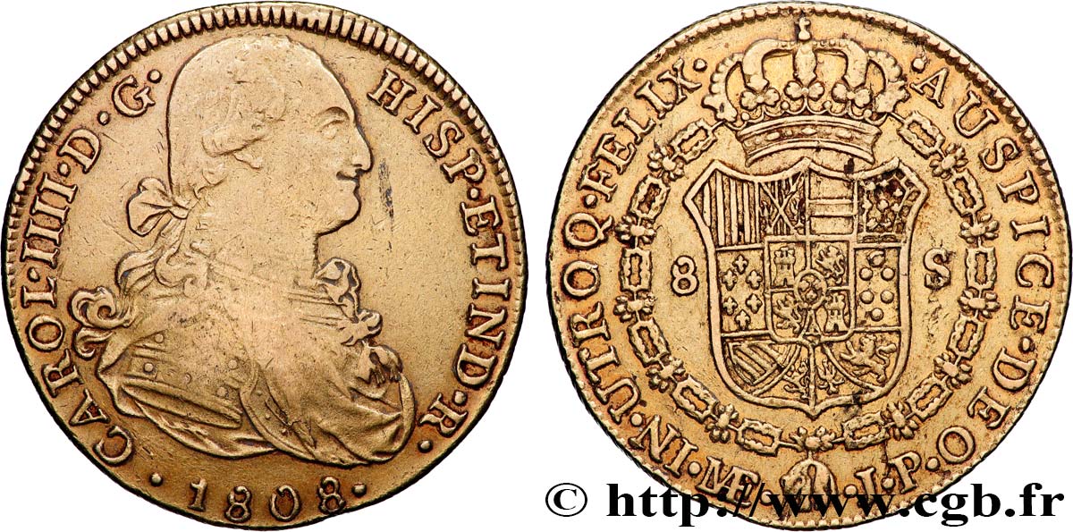 PERU - KARL IV. 8 Escudos or 1808 Lima SS 
