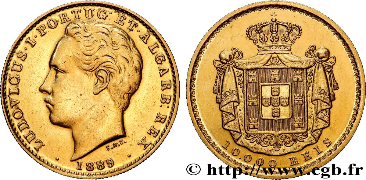 PORTUGAL - ROYAUME DU PORTUGAL - LOUIS Ier 10.000 Reis 1889 Lisbonne fVZ 