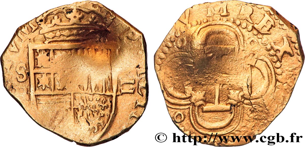 ESPAGNE - ROYAUME D ESPAGNE - PHILIPPE II 2 Escudos n.d. Séville TB+ 
