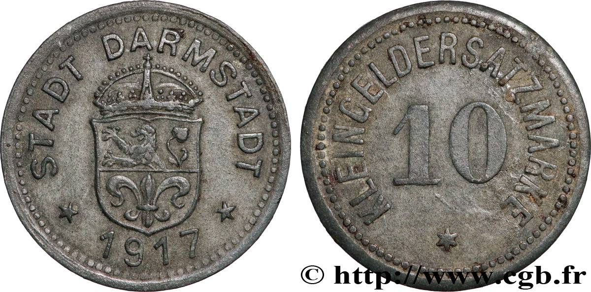 GERMANY - Notgeld 10 Pfennig Darmstadt 1917  XF 