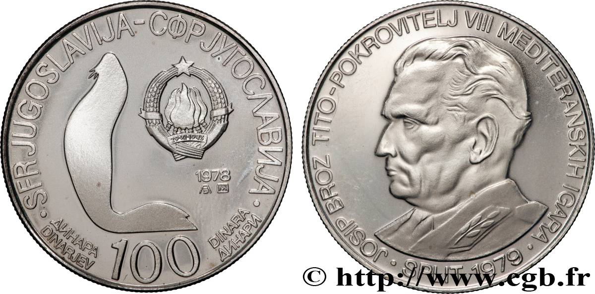 YUGOSLAVIA 100 Dinara Proof 8e Jeux Méditerranéens de Split 1978  MS 