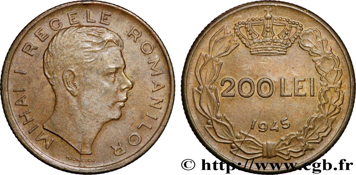 ROMANIA 200 Lei Michel Ier 1945 Bucarest AU 