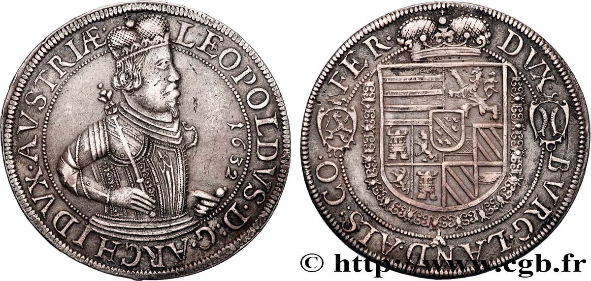 AUTRICHE - COMTÉ DE TYROL - LÉOPOLD V Thaler 1632 Hall q.SPL 