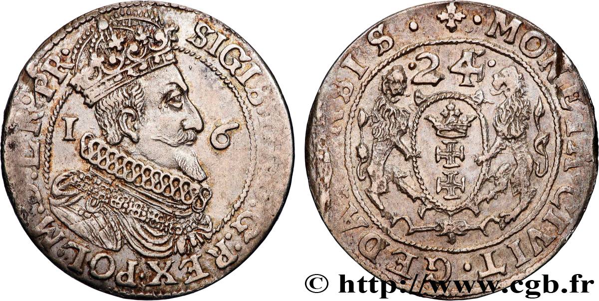 POLOGNE - ROYAUME DE POLOGNE - SIGISMOND III VASA Quart de thaler ou ort koronny 1624 Cracovie TTB+ 