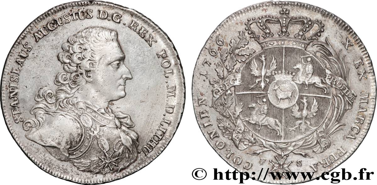 POLOGNE - ROYAUME DE POLOGNE - STANISLAS II AUGUSTE Thaler 1766 Varsovie q.SPL 