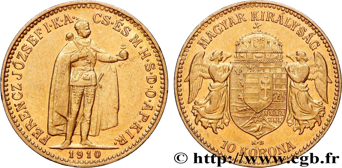 OR, PALLADIUM ET PLATINE INVESTISSEMENT 10 Korona François-Joseph Ier 1910 Kremnitz TTB+ 