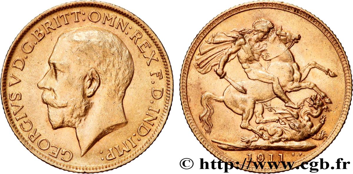 OR, PALLADIUM ET PLATINE INVESTISSEMENT 1 Souverain Georges V 1911 Londres TTB+ 