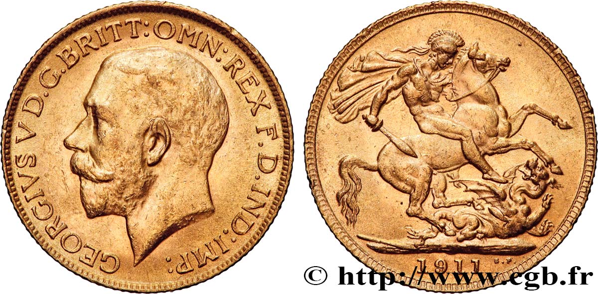 OR, PALLADIUM ET PLATINE INVESTISSEMENT 1 Souverain Georges V 1911 Londres TTB+ 