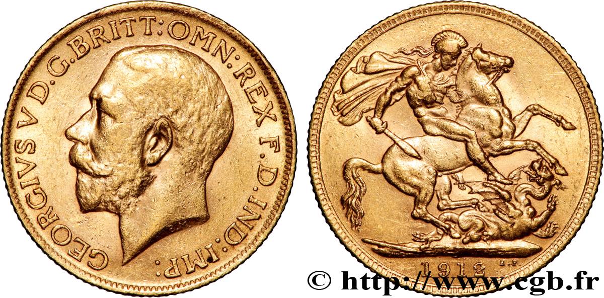 OR, PALLADIUM ET PLATINE INVESTISSEMENT 1 Souverain Georges V 1912 Londres TTB+ 