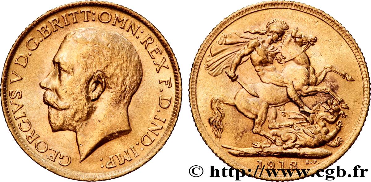 GOLD, PALLADIUM & PLATINUM INVESTMENT 1 Souverain Georges V 1913 Londres AU 