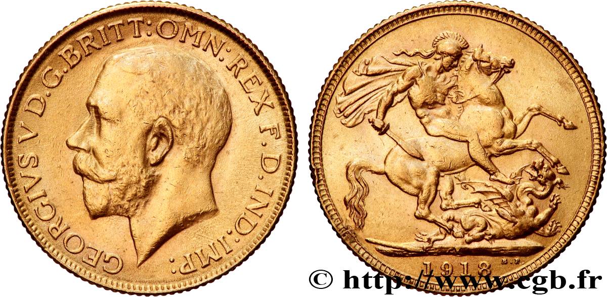 ORO, PALADIO Y PLATINO INVERSIÓN 1 Souverain Georges V 1918 Bombay MBC+ 