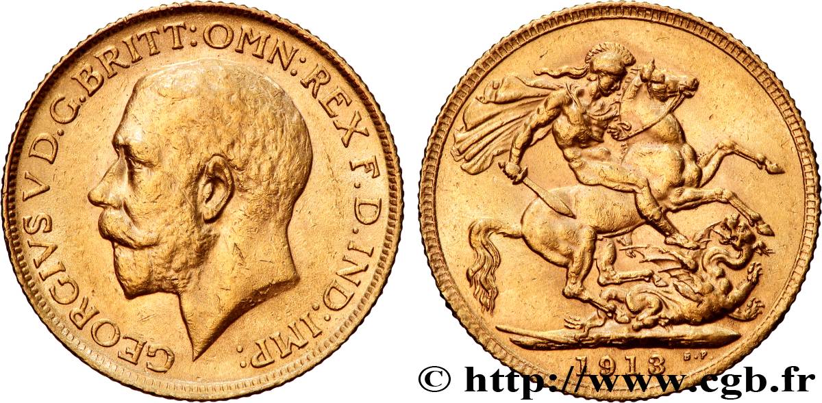 ORO, PALADIO Y PLATINO INVERSIÓN 1 Souverain Georges V 1913 Londres MBC+ 