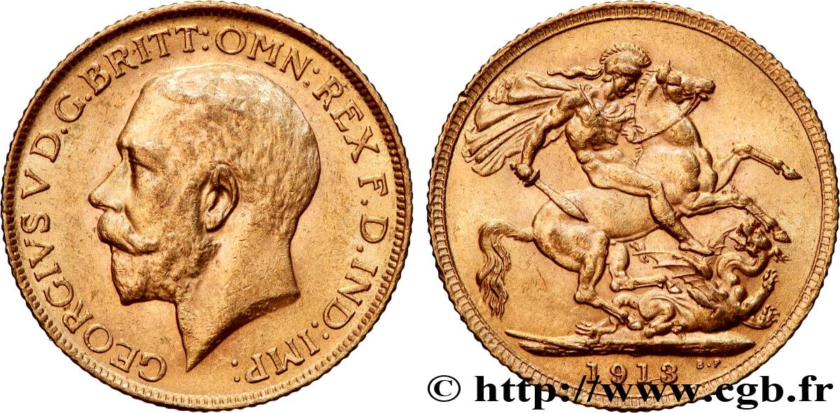 OR, PALLADIUM ET PLATINE INVESTISSEMENT 1 Souverain Georges V 1913 Londres SUP 